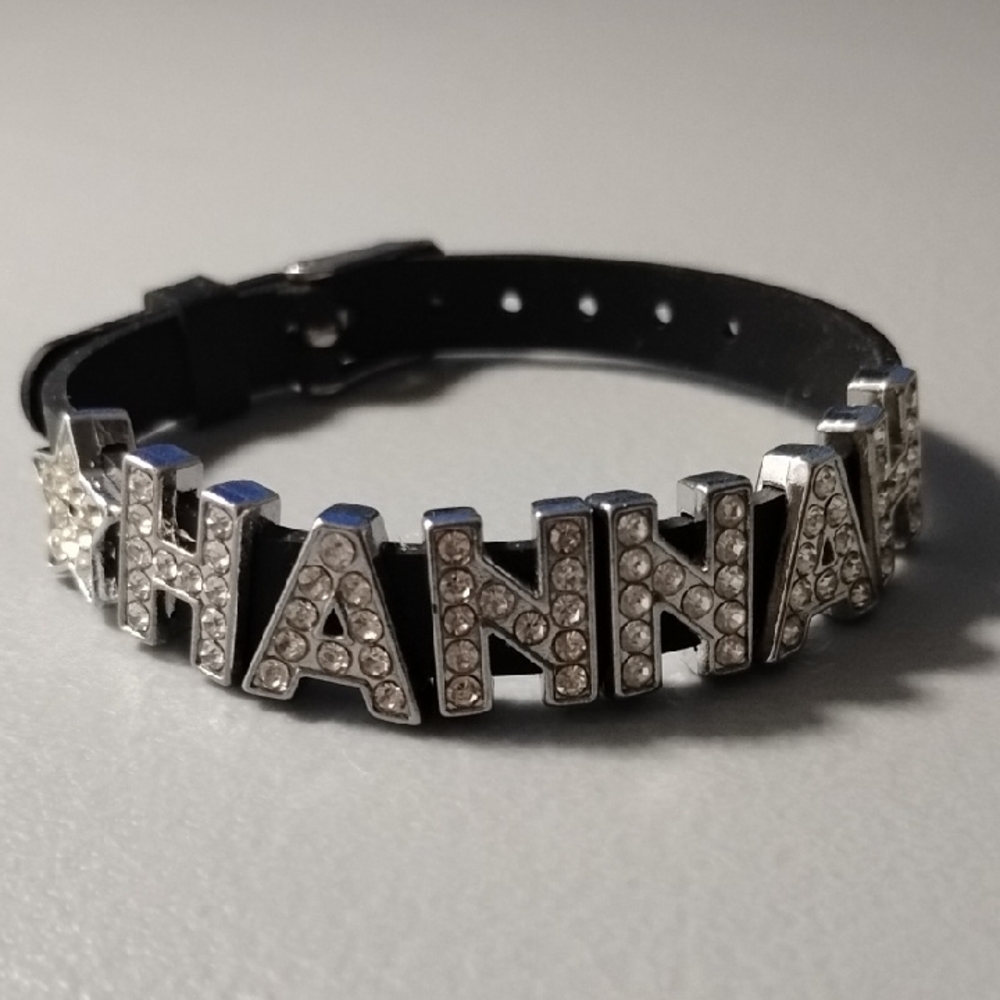 HANNAH Black Bracelet with Rhinestone Letters